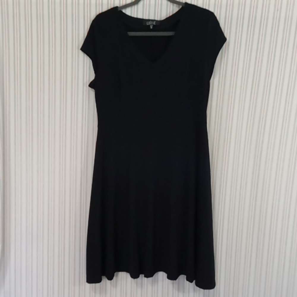 Bisse Black V-Neck Cap Sleeve Dress